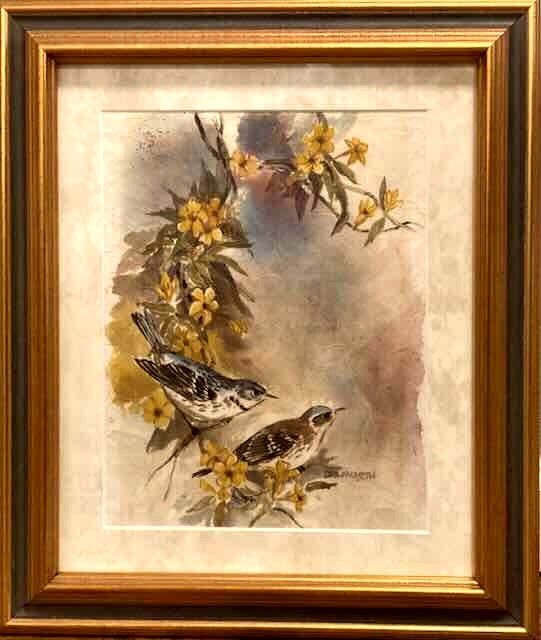 Two Birds with Yellow Flowers
