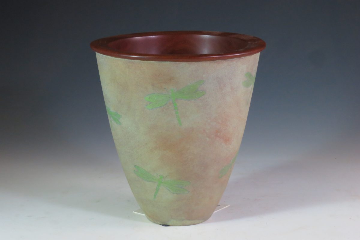668-V001 Dragonfly Mahogany vase