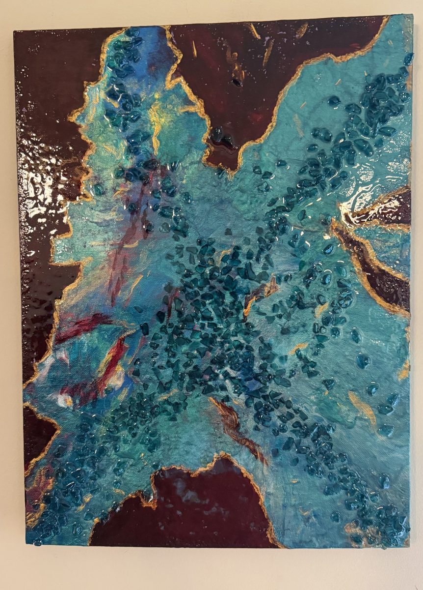 Teal, Burgundy and Gold Wall Art