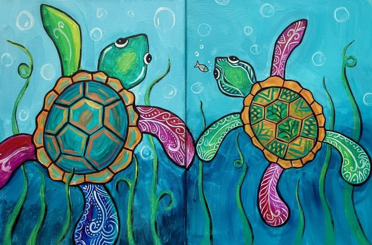 Mommy and Me Painting - Sea Turtle Twins